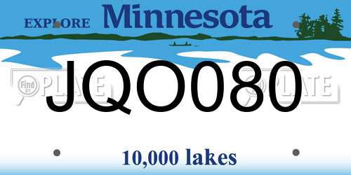 JQO080 Minnesota License Plate
