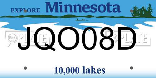 JQO08D Minnesota License Plate