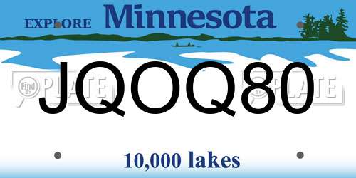 JQOQ80 Minnesota License Plate
