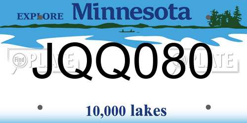 JQQ080 Minnesota License Plate