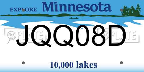 JQQ08D Minnesota License Plate