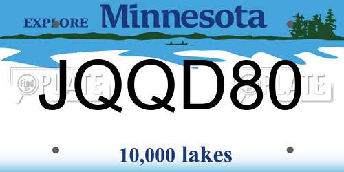 JQQD80 Minnesota License Plate