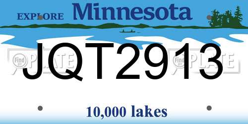 JQT2913 Minnesota License Plate