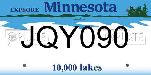 JQY090 Minnesota License Plate