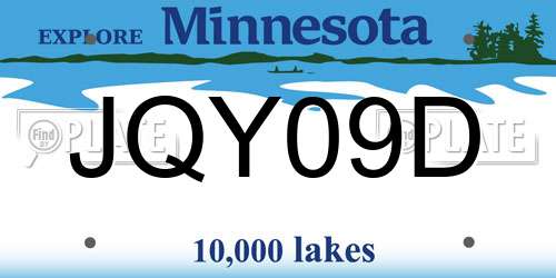 JQY09D Minnesota License Plate