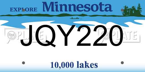 JQY220 Minnesota License Plate