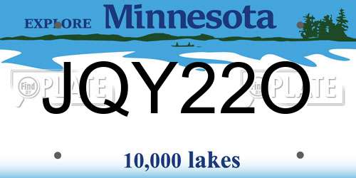 JQY22O Minnesota License Plate
