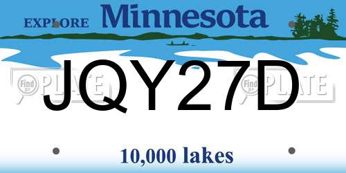 JQY27D Minnesota License Plate