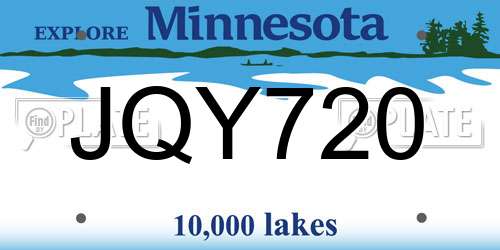 JQY720 Minnesota License Plate