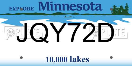 JQY72D Minnesota License Plate
