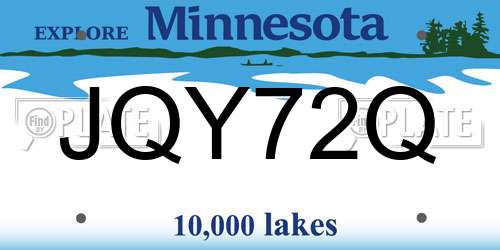 JQY72Q Minnesota License Plate