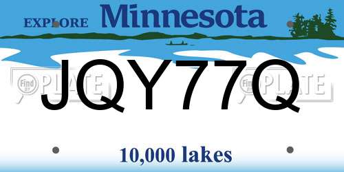 JQY77Q Minnesota License Plate