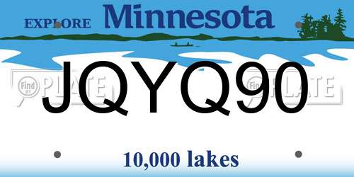 JQYQ90 Minnesota License Plate