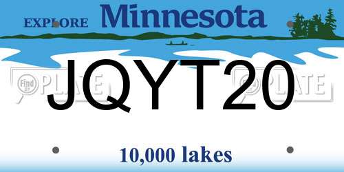 JQYT20 Minnesota License Plate