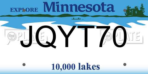 JQYT70 Minnesota License Plate