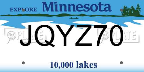 JQYZ70 Minnesota License Plate