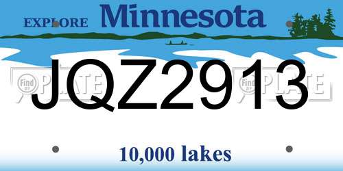 JQZ2913 Minnesota License Plate