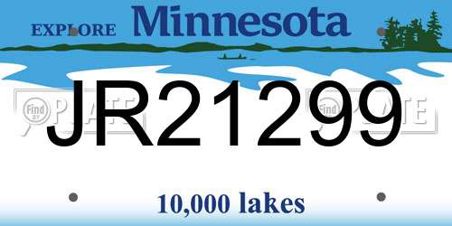 JR21299 Minnesota License Plate