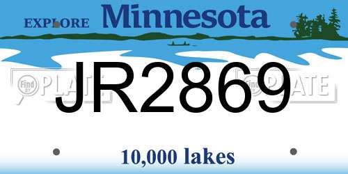 JR2869 Minnesota License Plate