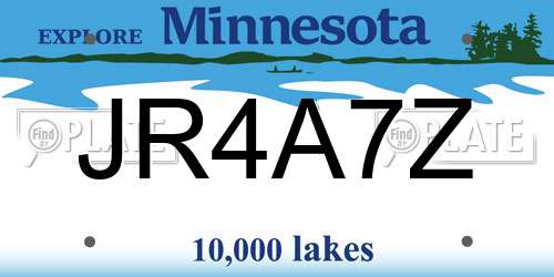 JR4A7Z Minnesota License Plate