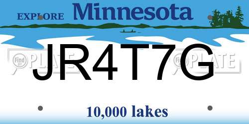 JR4T7G Minnesota License Plate