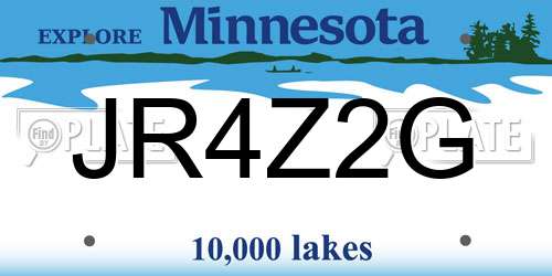 JR4Z2G Minnesota License Plate