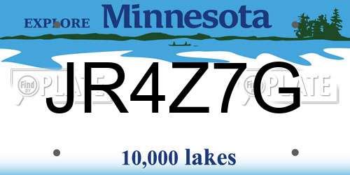 JR4Z7G Minnesota License Plate