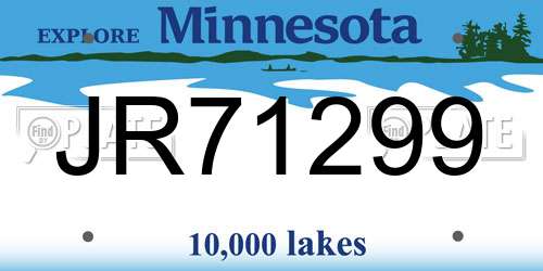 JR71299 Minnesota License Plate