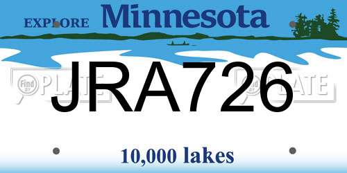 JRA726 Minnesota License Plate