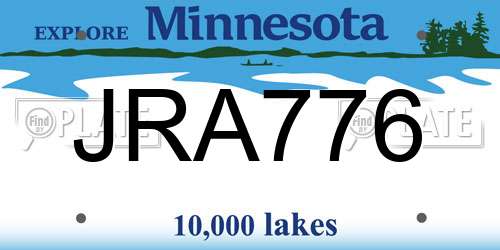 JRA776 Minnesota License Plate