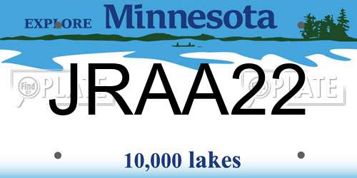 JRAA22 Minnesota License Plate