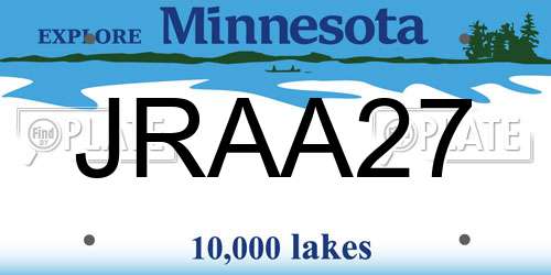 JRAA27 Minnesota License Plate