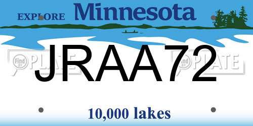 JRAA72 Minnesota License Plate