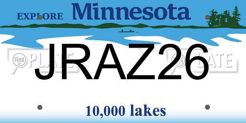 JRAZ26 Minnesota License Plate