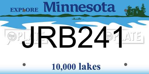 JRB241 Minnesota License Plate
