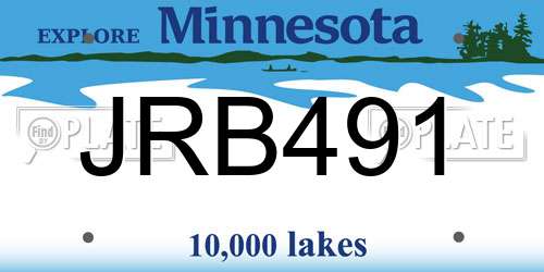 JRB491 Minnesota License Plate