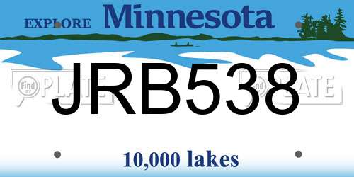 JRB538 Minnesota License Plate