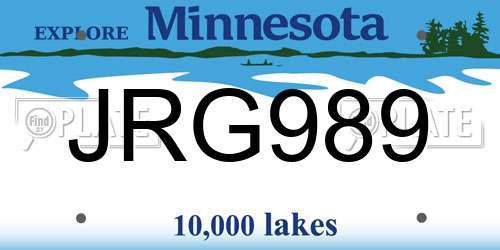JRG989 Minnesota License Plate