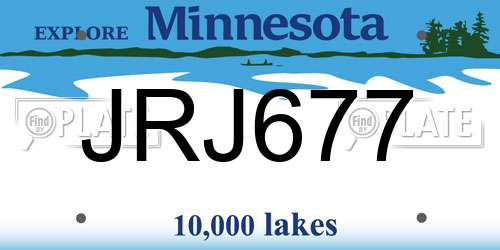 JRJ677 Minnesota License Plate
