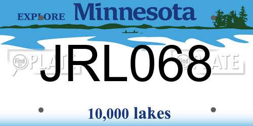 JRL068 Minnesota License Plate