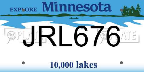 JRL676 Minnesota License Plate