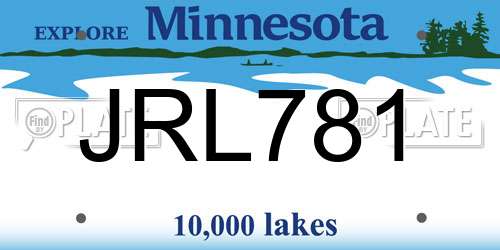 JRL781 Minnesota License Plate