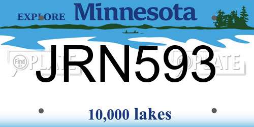 JRN593 Minnesota License Plate