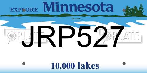 JRP527 Minnesota License Plate