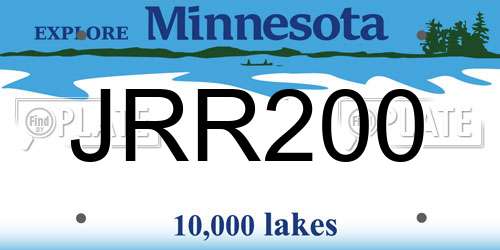 JRR200 Minnesota License Plate