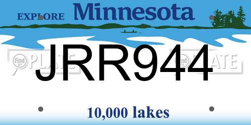 JRR944 Minnesota License Plate