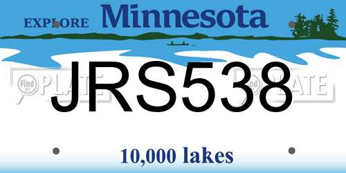 JRS538 Minnesota License Plate