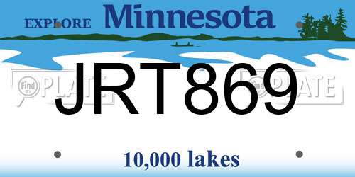 JRT869 Minnesota License Plate