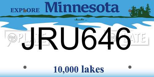 JRU646 Minnesota License Plate