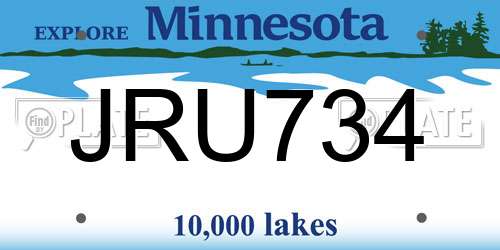 JRU734 Minnesota License Plate